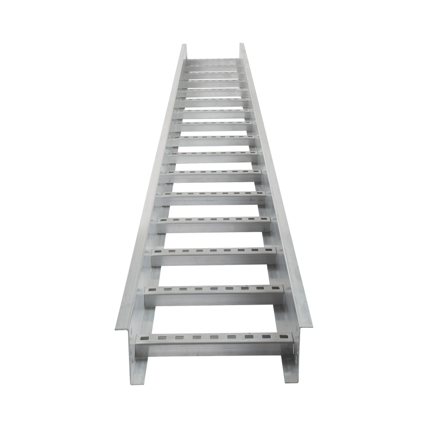 Escalera de Aluminio Portacables / Perfil Z / Peralte 3 1/4" /Paso 9" / Ancho 6" / 3.66 metros / Capacidad Máx. 137 Cables / Incluye Cople Union y Tornillería