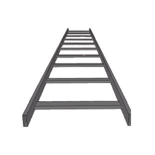 Escalera tubular, tramo recto epoxica de 1.5" de Peralte  x 12" de Ancho, tramo de 3 m, ideal para Centros de Datos