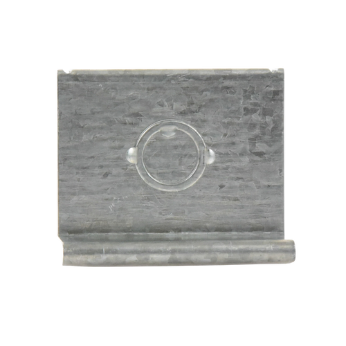 Placa salida a tubo automática con chequeador 1/2 y 3/4 de 66 mm, con acabado Electro Zinc