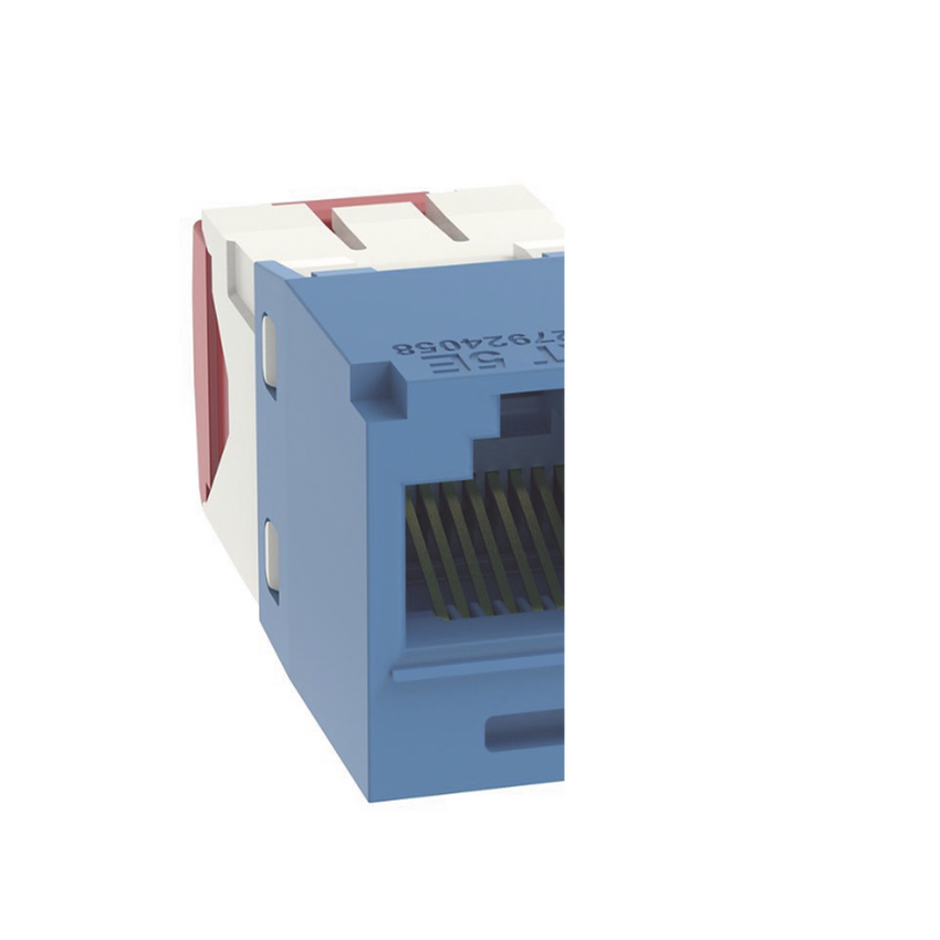 Conector Jack RJ45 Estilo TG, Mini-Com, Categoría 5e, de 8 Posiciones y 8 Cables, Color Azul