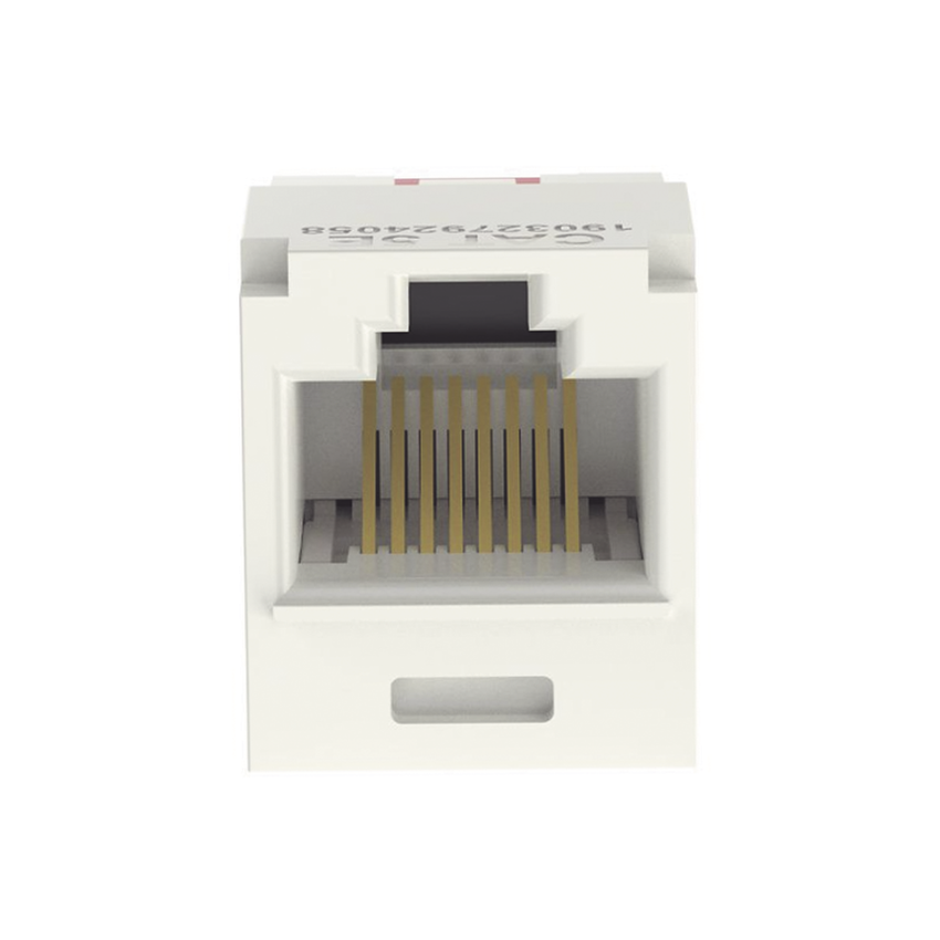 Conector Jack RJ45 Estilo TG, Mini-Com, Categoría 5e, de 8 Posiciones y 8 Cables, Color Blanco Mate