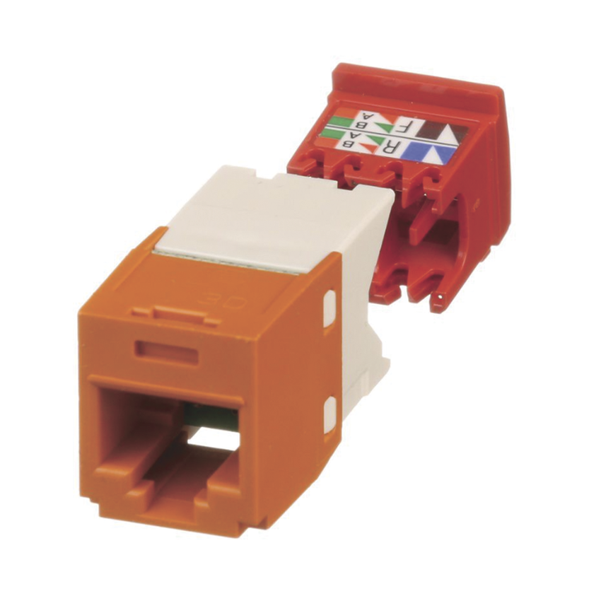Conector Jack RJ45 Estilo TG, Mini-Com, Categor�a 5e, de 8 Posiciones y 8 Cables, Color Naranja
