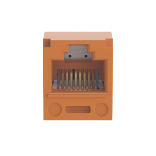 Conector Jack RJ45 Estilo T, Mini-Com, Categoría 5e, de 8 Posiciones y 8 Cables, Color Naranja