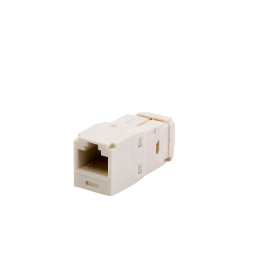 Conector Jack RJ45 Estilo TG, Mini-Com, Categoría 6, de 8 Posiciones y 8 Cables, Color Blanco Mate