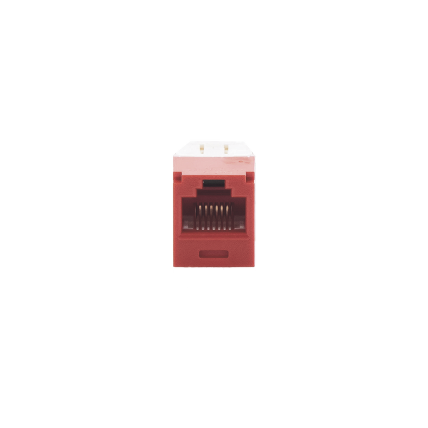 Conector Jack RJ45 Estilo TG, Mini-Com, Categoría 6, de 8 Posiciones y 8 Cables, Color Rojo