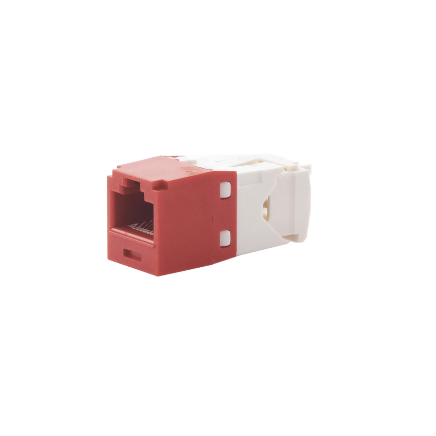Conector Jack RJ45 Estilo TG, Mini-Com, Categoría 6, de 8 Posiciones y 8 Cables, Color Rojo
