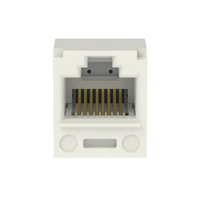 Conector Jack RJ45 Estilo TP, Mini-Com, Categoría 6, de 8 Posiciones y 8 Cables, Color Blanco Mate
