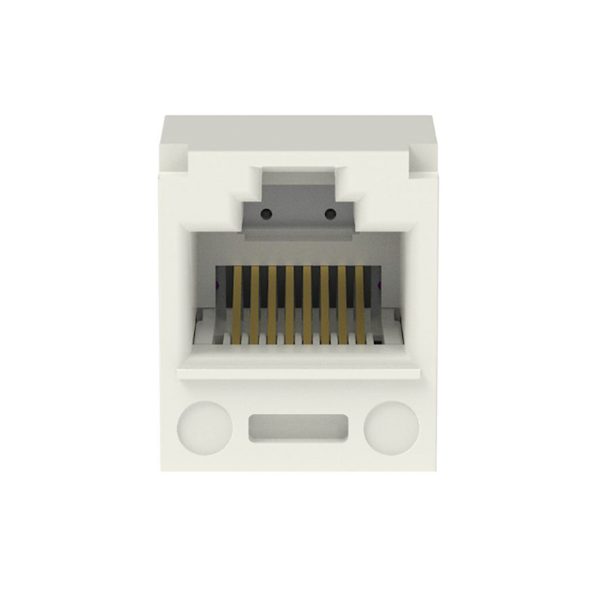 Conector Jack RJ45 Estilo TP, Mini-Com, Categoría 6, de 8 Posiciones y 8 Cables, Color Blanco Mate