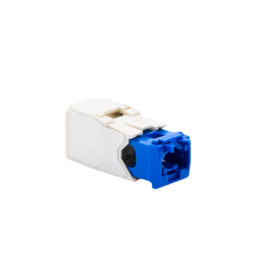 Conector Jack RJ45 Estilo TG, Mini-Com, Categoría 6A, de 8 Posiciones y 8 Cables, Color Blanco Mate