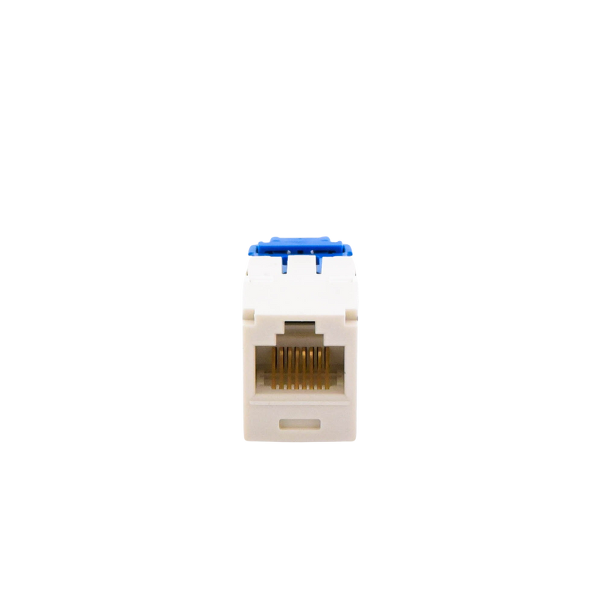 Conector Jack RJ45 Estilo TG, Mini-Com, Categoría 6A, de 8 Posiciones y 8 Cables, Color Blanco Mate