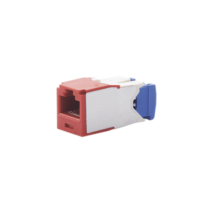 Conector Jack RJ45 Estilo TG, Mini-Com, Categoría 6A, de 8 Posiciones y 8 Cables, Color Rojo