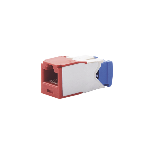 Conector Jack RJ45 Estilo TG, Mini-Com, Categoría 6A, de 8 Posiciones y 8 Cables, Color Rojo
