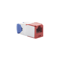 Conector Jack RJ45 Estilo TG, Mini-Com, Categoría 6A, de 8 Posiciones y 8 Cables, Color Rojo