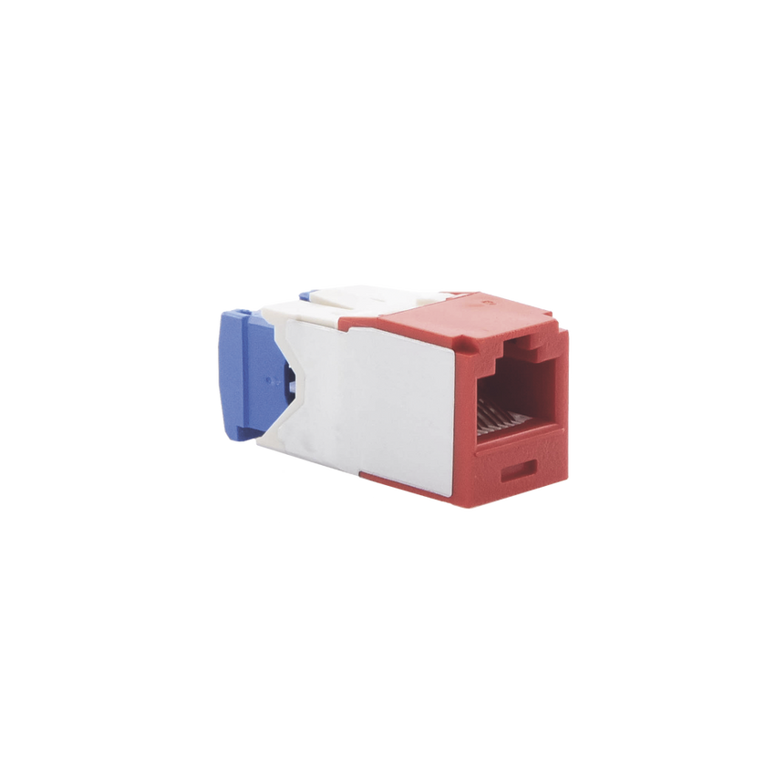 Conector Jack RJ45 Estilo TG, Mini-Com, Categoría 6A, de 8 Posiciones y 8 Cables, Color Rojo