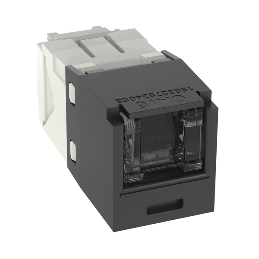 Conector Jack RJ45 Estilo TG con Ventana, Mini-Com, Categor�a 6, de 8 Posiciones y 8 Cables, Color Negro
