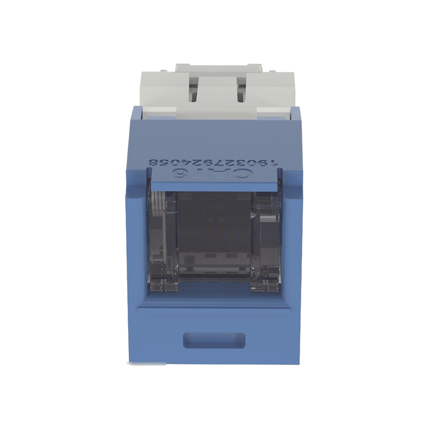 Conector Jack RJ45 Estilo TG con Ventana, Mini-Com, Categoría 6, de 8 Posiciones y 8 Cables, Color Azul