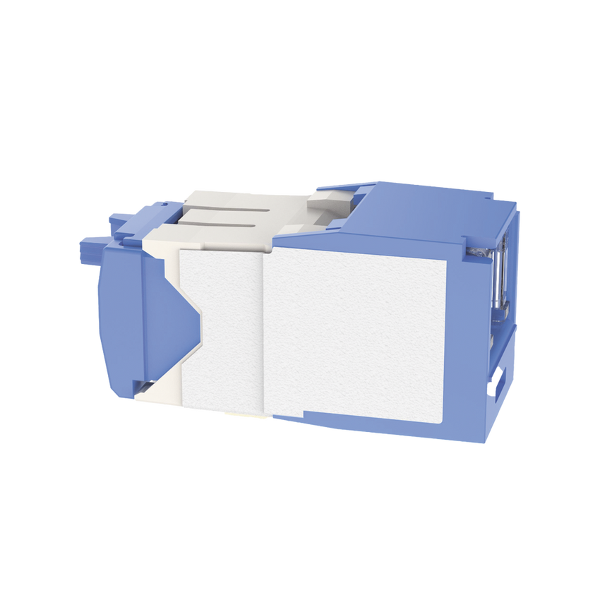 Conector Jack RJ45 Estilo TG con Ventana, Mini-Com, Categoría 6A, de 8 Posiciones y 8 Cables, Color Azul