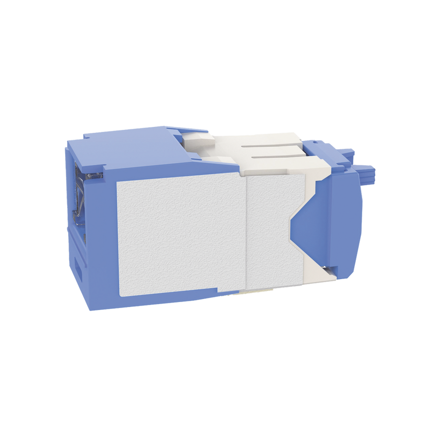 Conector Jack RJ45 Estilo TG con Ventana, Mini-Com, Categoría 6A, de 8 Posiciones y 8 Cables, Color Azul