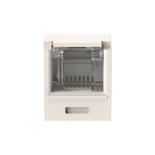 Conector Jack RJ45 Estilo TG con Ventana, Mini-Com, Categoría 6A, de 8 Posiciones y 8 Cables, Color Blanco