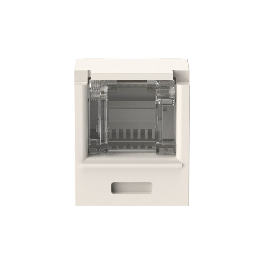 Conector Jack RJ45 Estilo TG con Ventana, Mini-Com, Categoría 6A, de 8 Posiciones y 8 Cables, Color Blanco