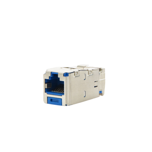 Conector Jack RJ45 Blindado, Estilo TG, Mini-Com, Categoría 6A, de 8 Posiciones y 8 Cables, Color Azul