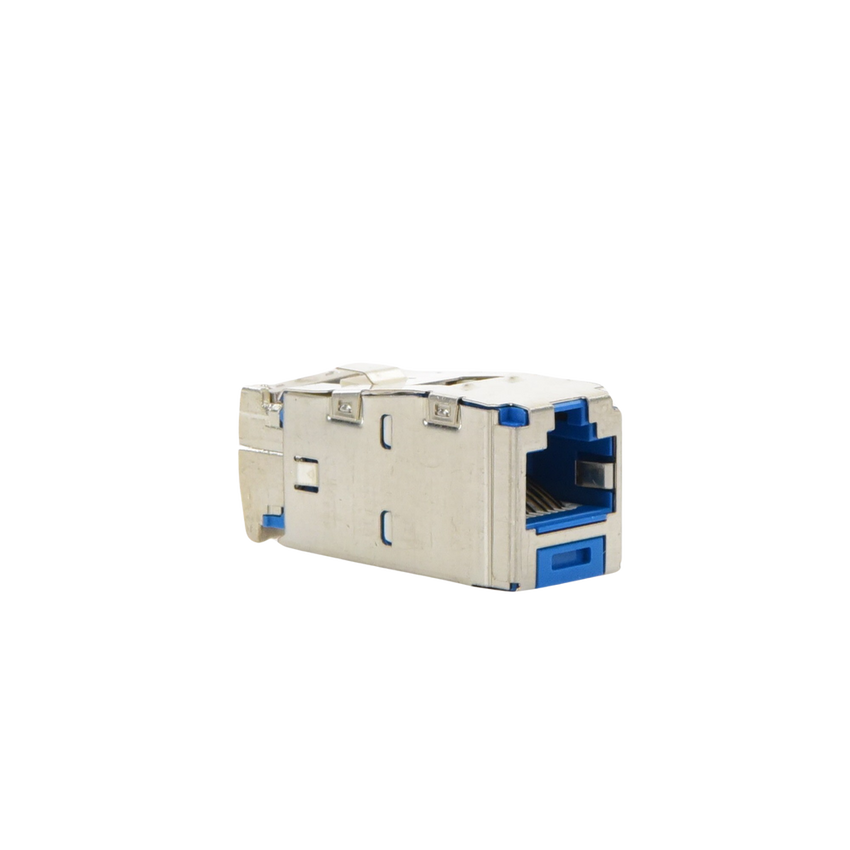 Conector Jack RJ45 Blindado, Estilo TG, Mini-Com, Categoría 6A, de 8 Posiciones y 8 Cables, Color Azul