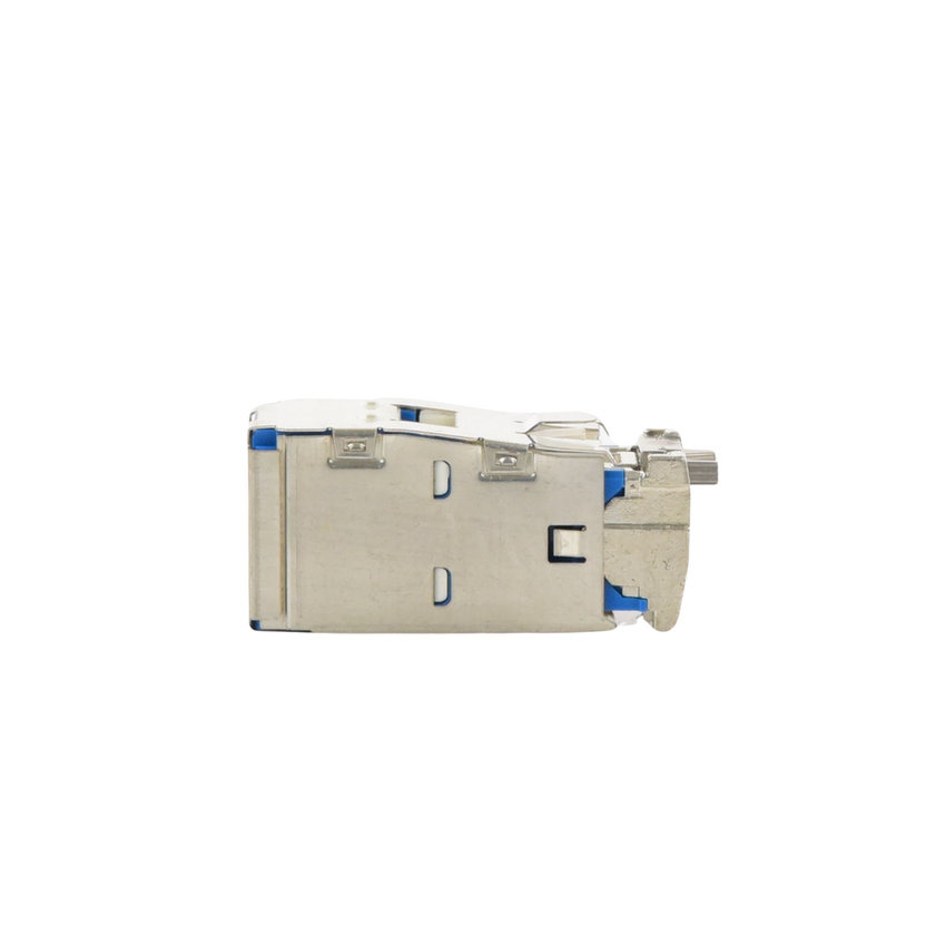 Conector Jack RJ45 Blindado, Estilo TG, Mini-Com, Categoría 6A, de 8 Posiciones y 8 Cables, Color Azul