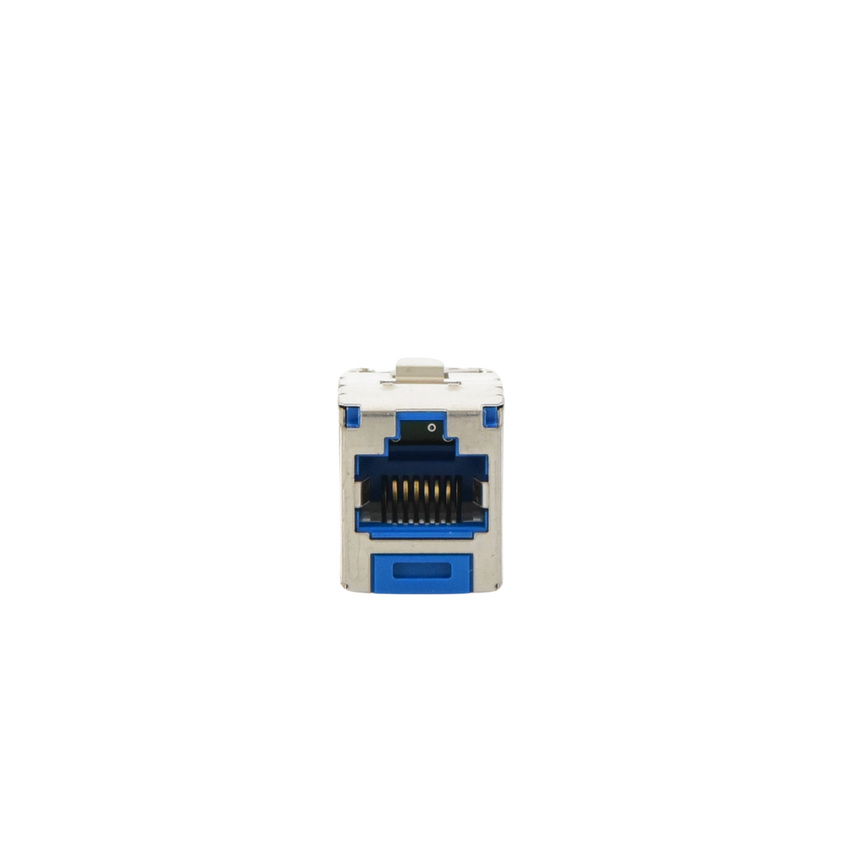Conector Jack RJ45 Blindado, Estilo TG, Mini-Com, Categoría 6A, de 8 Posiciones y 8 Cables, Color Azul