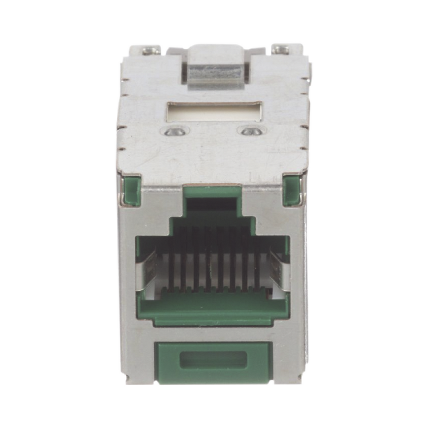 Conector Jack RJ45 Blindado, Estilo TG, Mini-Com, Categoría 6A, de 8 Posiciones y 8 Cables, Color Verde