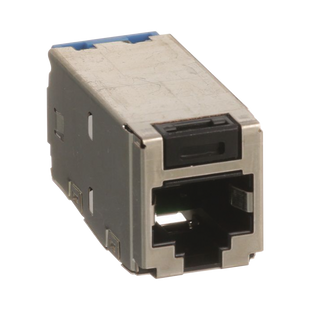 Conector Jack RJ45 Blindado, Estilo TG, Mini-Com, Categoría 6A, de 8 Posiciones y 8 Cables, Color Negro
