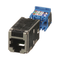 Conector Jack RJ45 Blindado, Estilo TG, Mini-Com, Categoría 6A, de 8 Posiciones y 8 Cables, Color Negro