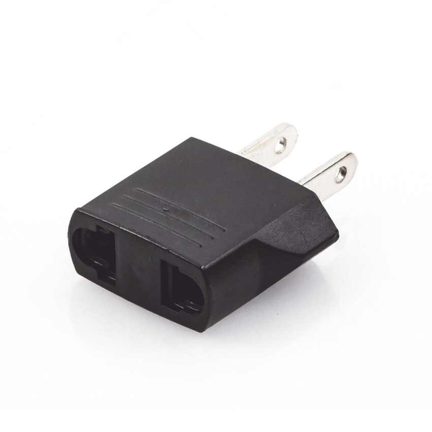 Adaptador de enchufe europea a americano, Calidad PREMIUM @ 6 A ; 110 - 250 Vca