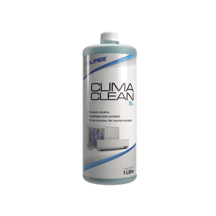 CLIMA CLEAN BL Limpiador a base ácida que garantiza una limpieza profunda y profesional en derpentines de minisplits, mejorando su eficiencia y prolongando su vida útil