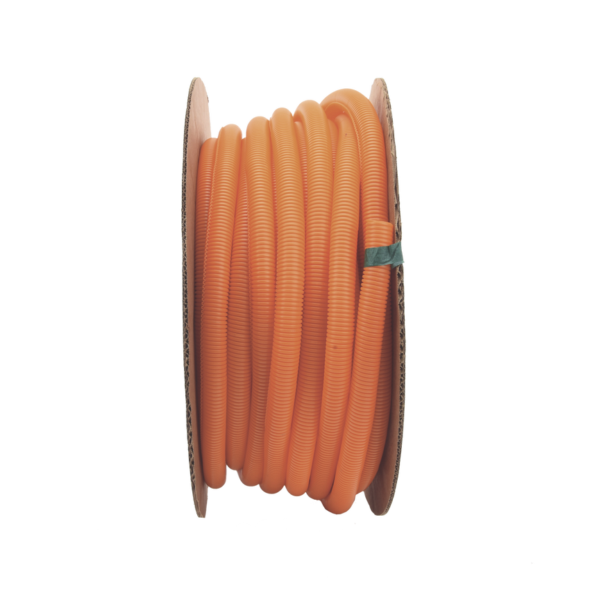 Tubo Corrugado Abierto para Protección de Cables, 1in (25.4 mm) de Diámetro, 30.5 m de Largo, Color Naranja