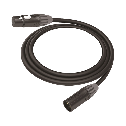 Cable XLR | 3 polos | Conector Hembra-Macho | Serie M | Carcasa Negra | Contactos Dorados | Ideal para Microfonía | Longitud 10m