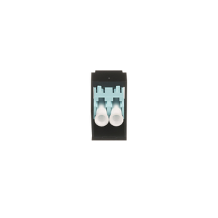 Módulo Acoplador LC Duplex, para Fibra Óptica Multimodo OM3/OM4, Tipo Mini-Com, Color Aqua