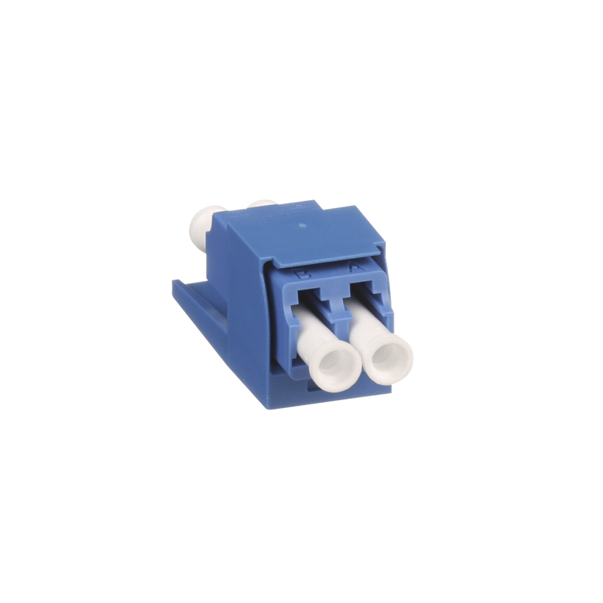 Módulo Acoplador LC Duplex, para Fibra Óptica Monomodo OS1/OS2, Tipo Mini-Com, Color Azul