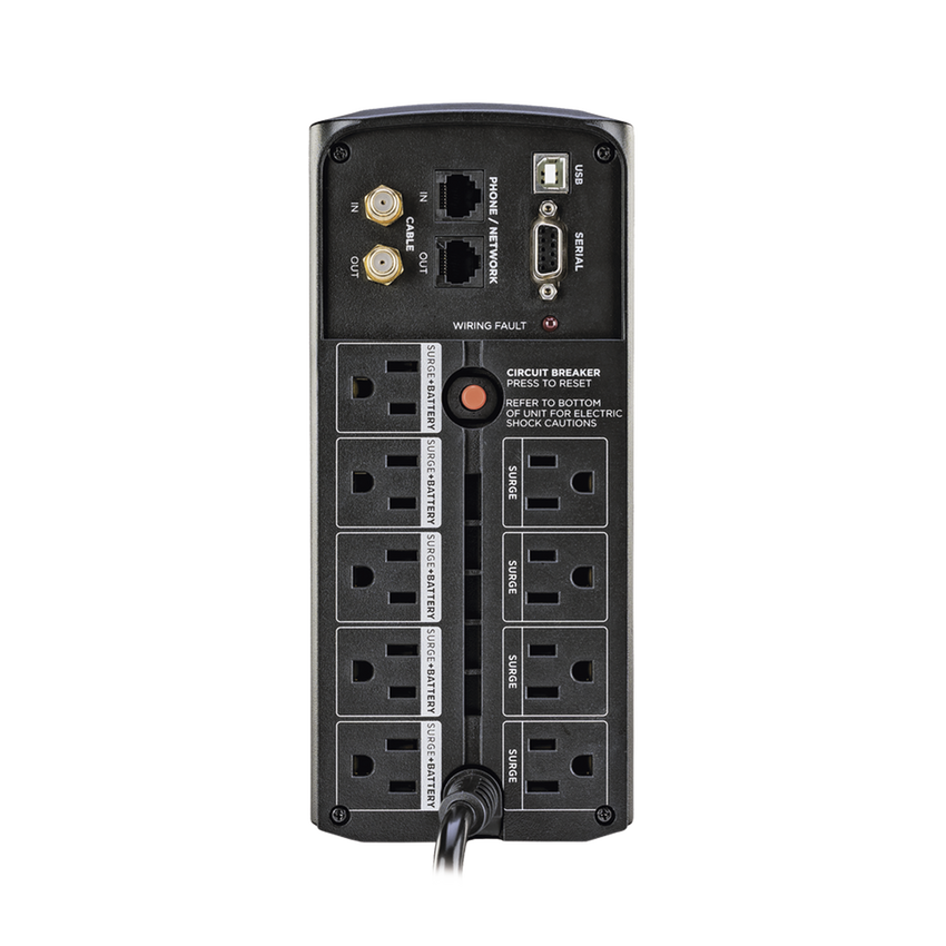 UPS de 1000 VA/600 W, Topología Línea Interactiva, Entrada 120 Vca NEMA 5-15P, Tipo Mini Torre, Con 9 Tomas NEMA 5-15R