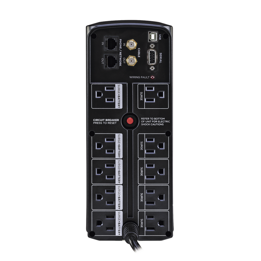 UPS de 1350 VA/815 W, Topología Línea Interactiva, Entrada 120 Vca NEMA 5-15P, Tipo Mini Torre, Con 10 Tomas NEMA 5-15R