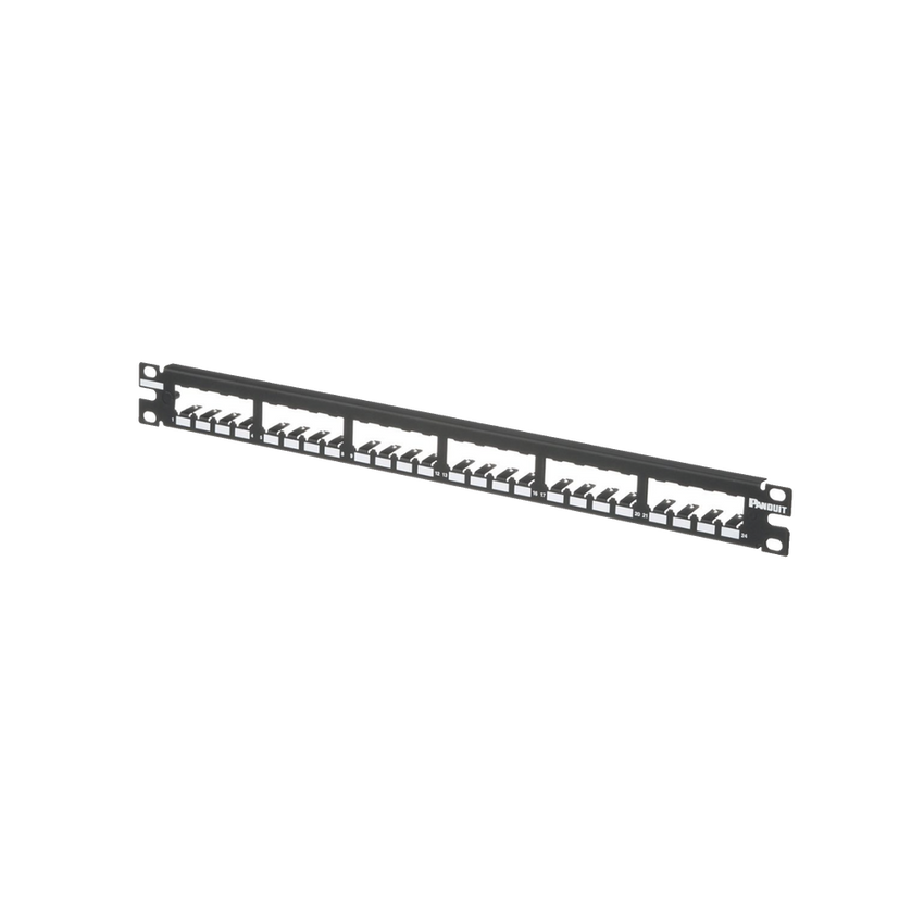 Panel de Parcheo Modular Mini-Com (Sin Conectores), Plano, Totalmente Blindado, de 24 Puertos, 1UR