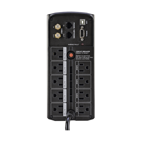 UPS de 850 VA/510 W, Topología Línea Interactiva, Entrada 120 Vca NEMA 5-15P, Tipo Mini Torre, Con 9 Tomas NEMA 5-15R