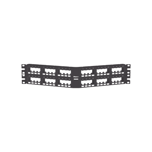 Panel de Parcheo Modular Mini-Com (Sin Conectores), Angulado Instalación la Ras, Sin Blindaje, de 48 Puertos, 2UR
