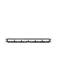 Panel de Parcheo Modular Mini-Com (Sin Conectores), Plano, Sin Blindaje, Con Etiqueta y Cubierta, de 24 Puertos, 1UR