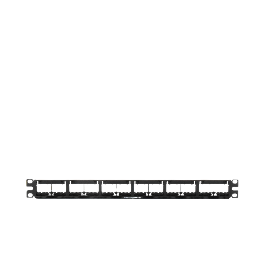 Panel de Parcheo Modular Mini-Com (Sin Conectores), Plano, Sin Blindaje, Con Etiqueta y Cubierta, de 24 Puertos, 1UR