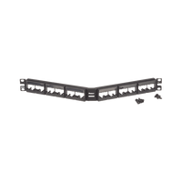 Panel de Parcheo Modular Mini-Com (Sin Conectores), Angulado, Sin Blindaje, Con Etiqueta y Cubierta, de 24 Puertos, 1UR