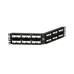 Panel de Parcheo Modular Mini-Com (Sin Conectores), Angulado, Sin Blindaje, Con Etiqueta y Cubierta, de 48 Puertos, 2UR
