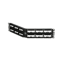 Panel de Parcheo Modular Mini-Com (Sin Conectores), Angulado, Sin Blindaje, Con Etiqueta y Cubierta, de 48 Puertos, 2UR