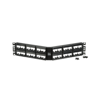Panel de Parcheo Modular Mini-Com (Sin Conectores), Angulado, Sin Blindaje, Con Etiqueta y Cubierta, de 48 Puertos, 2UR