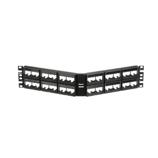 Panel de Parcheo Modular Mini-Com (Sin Conectores), Angulado, Sin Blindaje, Con Etiqueta y Cubierta, de 48 puertos, 2UR