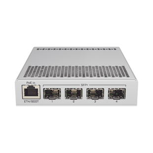 (CRS305-1G-4S+IN) Switch administrable Sistema Operativo Dual, puerto 1G Rj45, 4 puertos 10G SFP+ para Escritorio